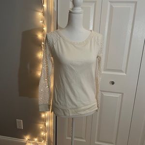 Creamy White Lace Sleeve Top